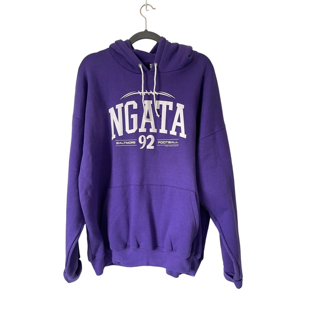Vintage Baltimore NGATA Purple Hoodie Men‎ X-Large Pullover Hoodie A4 Football